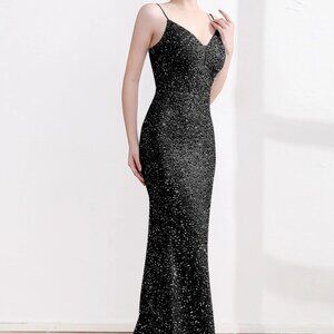 Alex Evenings Women's Long Sleeve Shoulder Formal Event Dress Size 6 Black/Gold